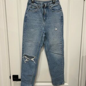Topshop Blue Distressed Mom Jeans